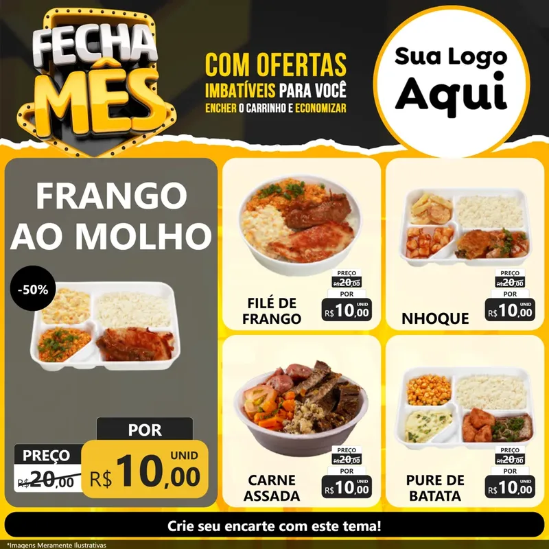Modelo de Rede Social para Feed Facebook com o tema Fecha Mês para Restaurante