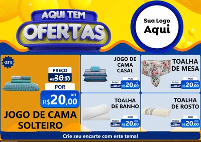 Modelo de Encarte para Encarte A4 Horizontal com o tema Aqui Tem Ofertas para Cama, Mesa e Banho