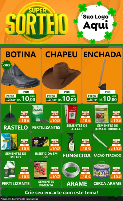 Modelo de Encarte para Encarte Grande com o tema Super Sorteio para Agropecuária