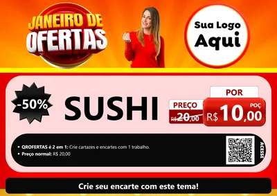 Modelo de Cartaz para Cartaz A4 Horizontal com o tema Janeiro de Ofertas para Comida japonesa