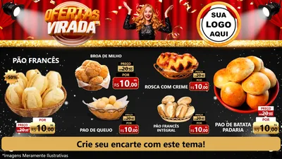 Modelo de TV para TV Horizontal com o tema Ofertas da Virada para Padaria