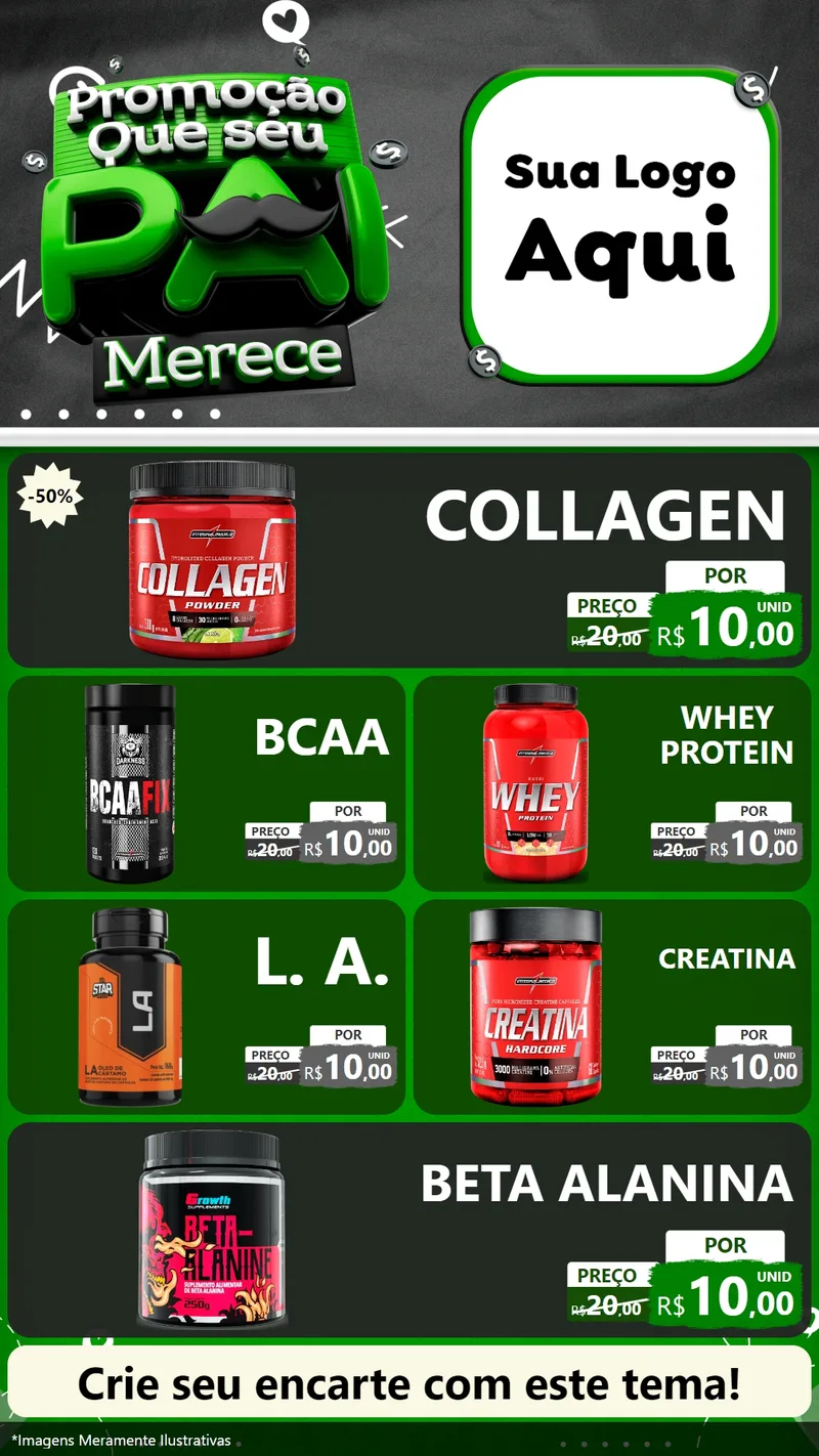 Modelo de TV para TV Vertical com o tema Promoção Que seu Pai Merece para Suplementos alimentares