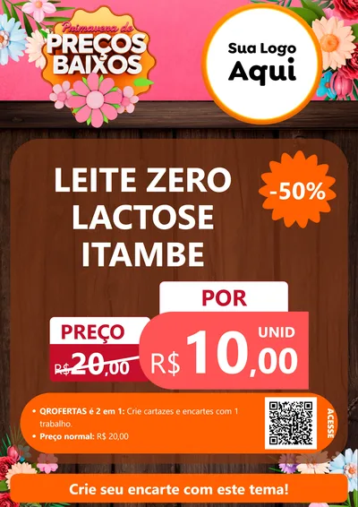 Modelo de Cartaz para Cartaz A4 Vertical com o tema Primavera de Preços Baixos para Frios e Laticínios