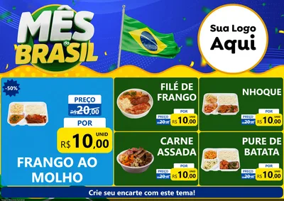 Modelo de Encarte para Encarte A4 Horizontal com o tema Mês do Brasil para Restaurante