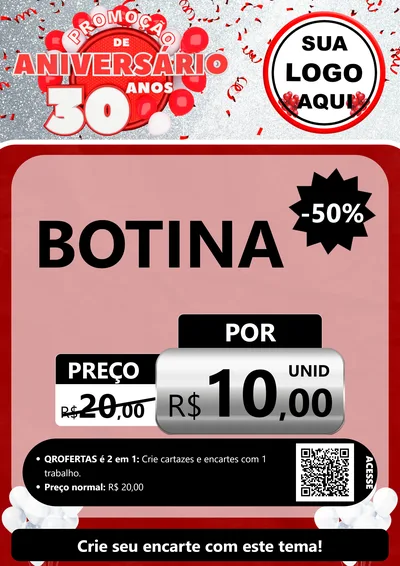 Modelo de Cartaz para Cartaz A4 Vertical com o tema Promoção de Aniversário - 30 Anos para Agropecuária