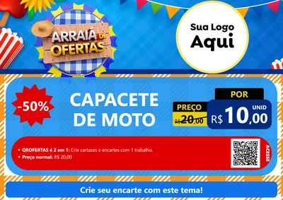 Modelo de Cartaz para Cartaz A4 Horizontal com o tema Arraiá de Ofertas para Moto peças