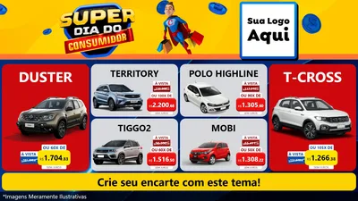 Modelo de TV para TV Horizontal com o tema Super Dia do Consumidor para Concessionaria de Carros