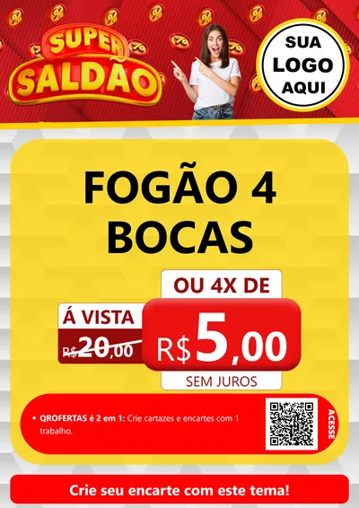 Modelo de Cartaz para Cartaz A4 Vertical com o tema Super Saldão para Móveis e Eletro