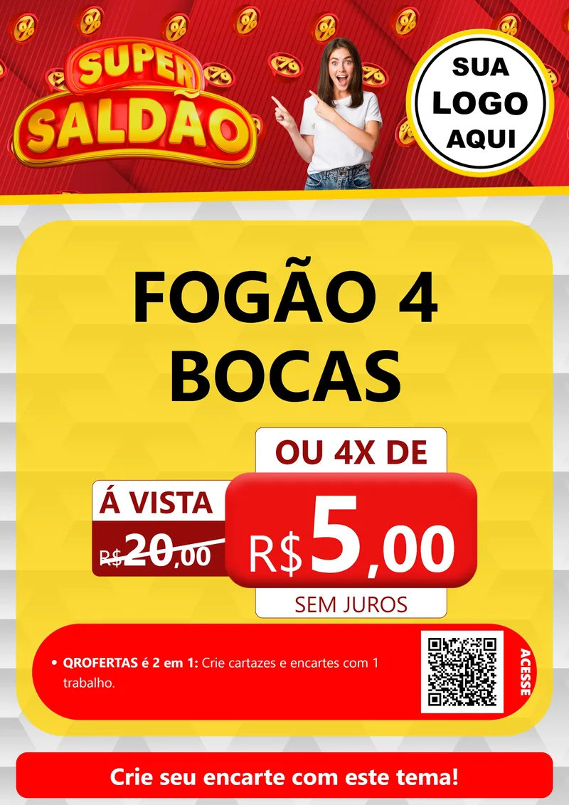Modelo de Cartaz para Cartaz A4 Vertical com o tema Super Saldão para Móveis e Eletro
