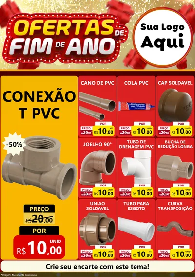 Modelo de Encarte para Encarte A4 Vertical com o tema Ofertas de Fim de Ano para Tubos e conexões