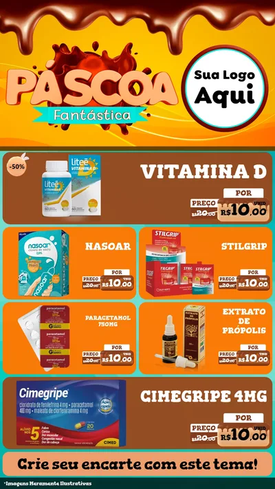 Modelo de TV para TV Vertical com o tema Páscoa Fantástica para Farmácia