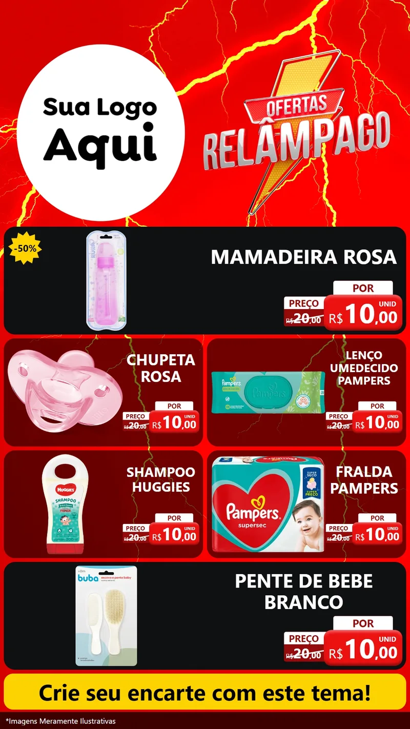 Modelo de TV para TV Vertical com o tema Ofertas Relâmpago para Bebês