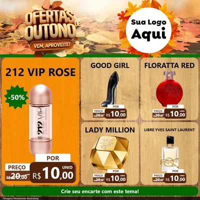 Modelo de Rede Social para Feed Facebook com o tema Ofertas de Outono - Vem, Aproveite! para Perfumes