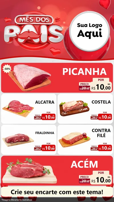 Modelo de TV para TV Vertical com o tema Mês dos Pais para Açougue