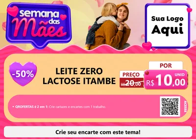 Modelo de Cartaz para Cartaz A4 Horizontal com o tema Semana das Mães para Frios e Laticínios