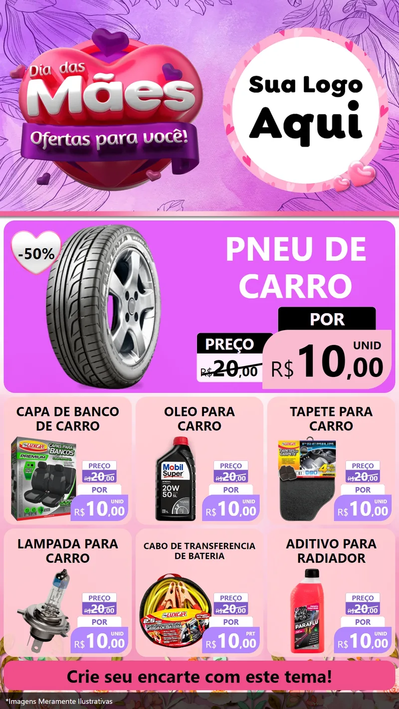 Modelo de Rede Social para Stories com o tema Dia das Mães Ofertas para Você! para Auto peças