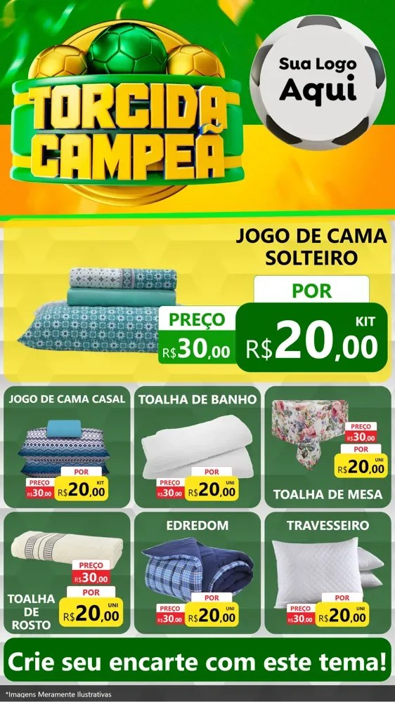 Modelo de Rede Social para Stories com o tema Torcida Campeã - Copa para Cama, Mesa e Banho