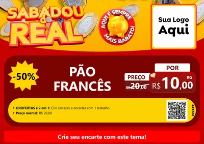 Modelo de Cartaz para Cartaz A4 Horizontal com o tema Sabadou do Real para Padaria