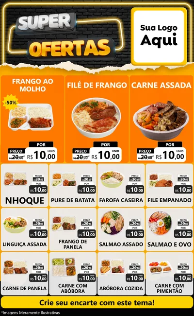 Modelo de Encarte para Encarte Grande com o tema Super Ofertas para Restaurante
