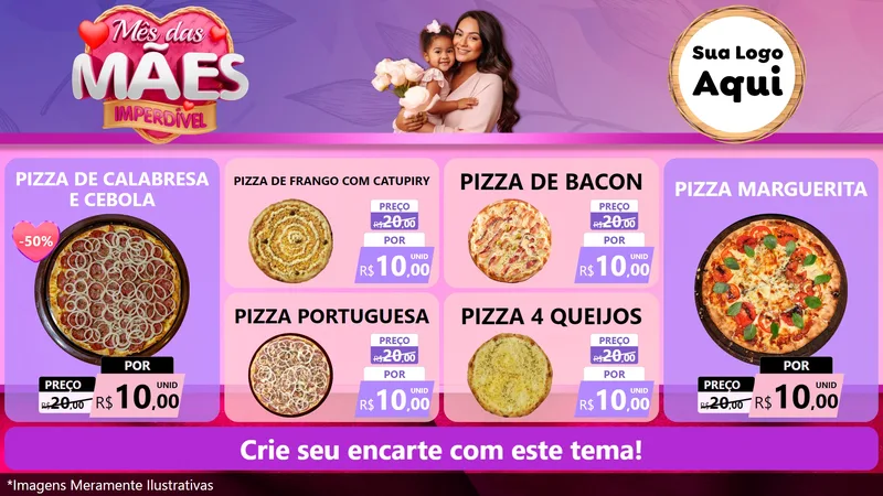 Modelo de TV para TV Horizontal com o tema Mês das Mães Imperdível para Pizzaria