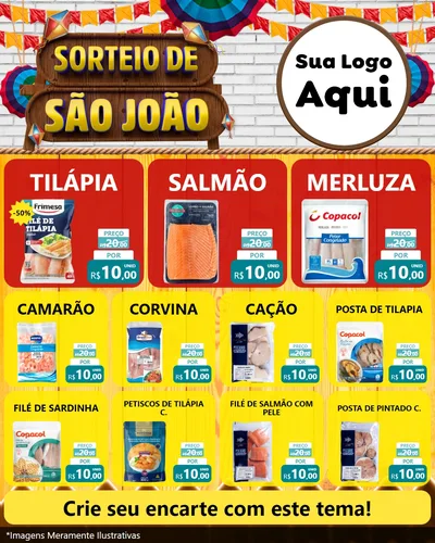 Modelo de Rede Social para Feed Instagram com o tema Sorteio de São João para Peixaria