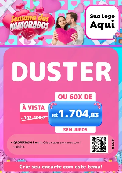 Modelo de Cartaz para Cartaz A4 Vertical com o tema Semana dos Namorados para Concessionaria de Carros