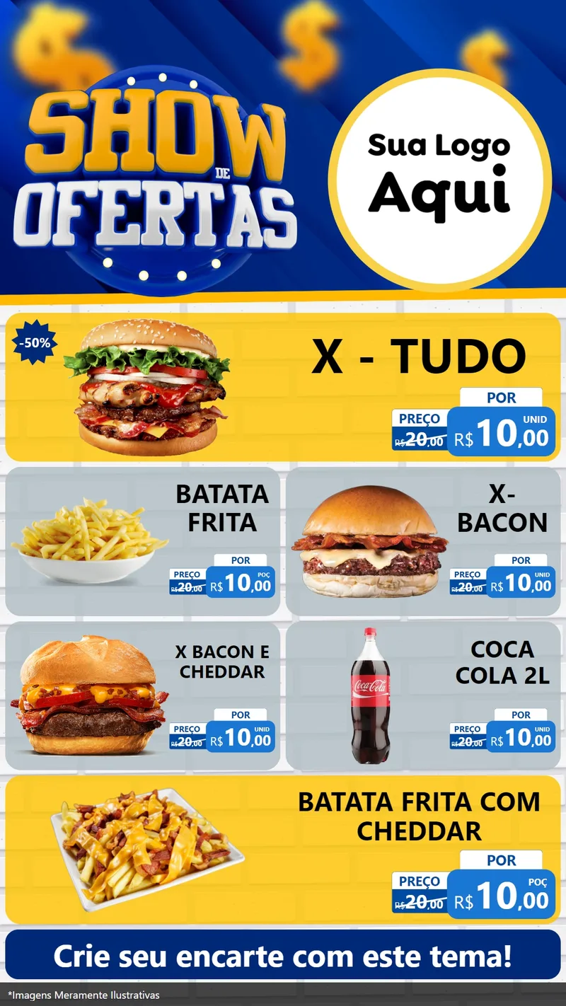 Modelo de TV para TV Vertical com o tema Show de Ofertas para Hamburgueria