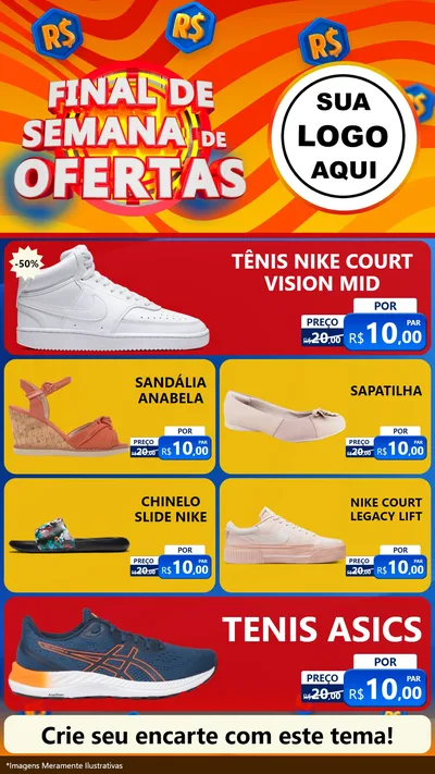 Modelo de TV para TV Vertical com o tema Final de Semana de Ofertas para Calçados
