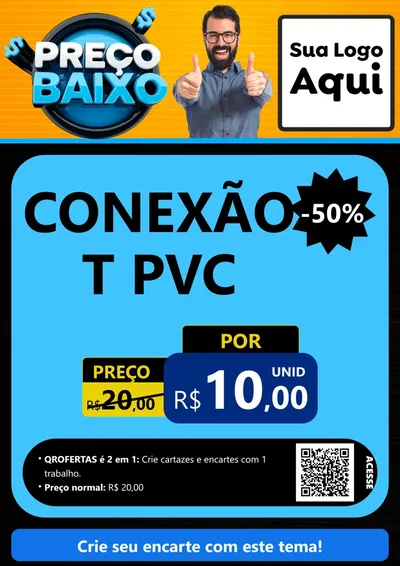 Modelo de Cartaz para Cartaz A4 Vertical com o tema Preço Baixo para Tubos e conexões