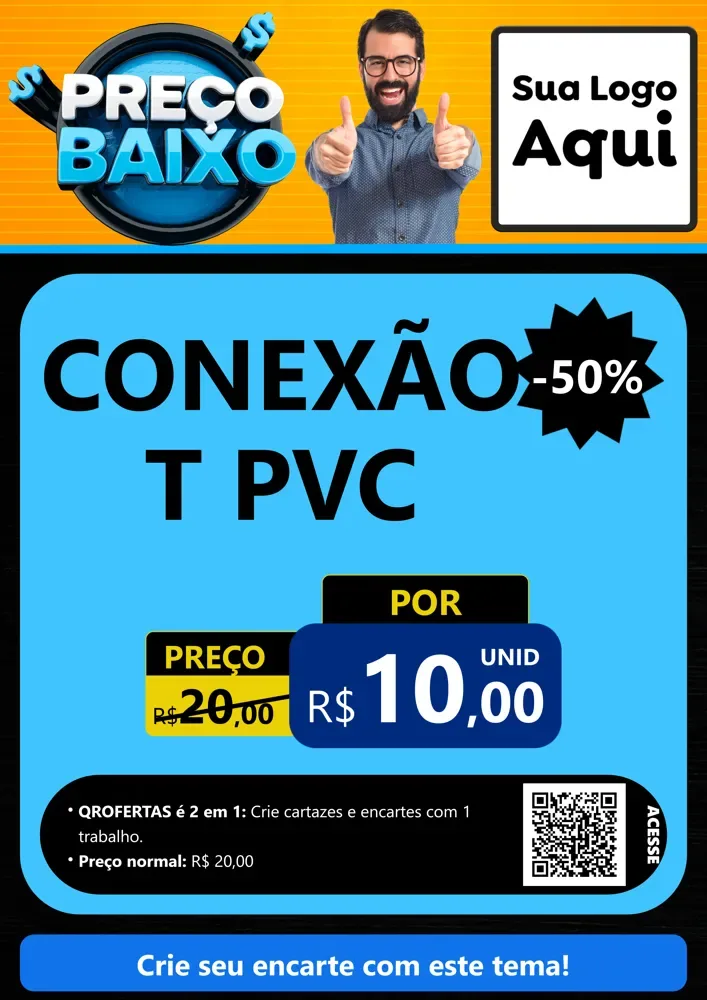 Modelo de Cartaz para Cartaz A4 Vertical com o tema Preço Baixo para Tubos e conexões