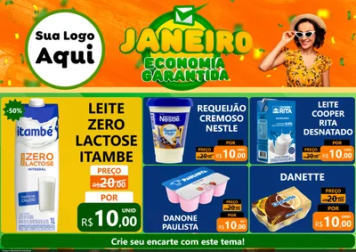 Modelo de Encarte para Encarte A4 Horizontal com o tema Janeiro - Economia Garantida para Frios e Laticínios