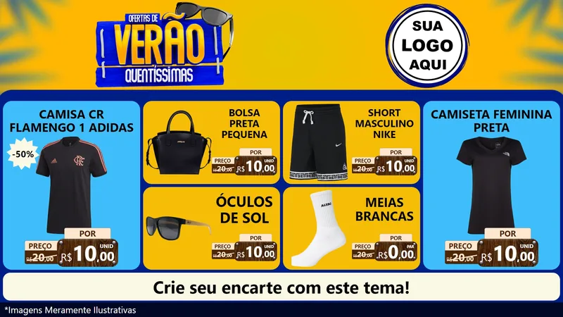 Modelo de TV para TV Horizontal com o tema Ofertas de Verão Quentíssimas para Roupas e acessórios