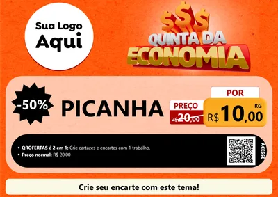 Modelo de Cartaz para Cartaz A4 Horizontal com o tema Quinta da Economia para Açougue