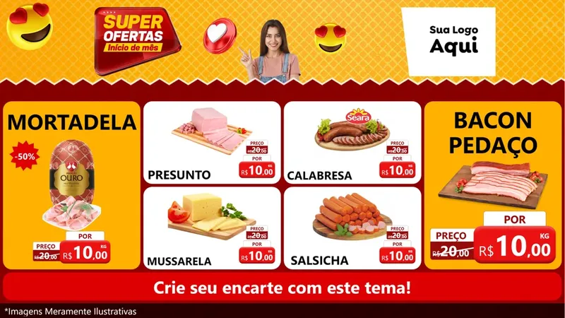 Modelo de TV para TV Horizontal com o tema Super Ofertas Inicio De mês para Frios e Laticínios
