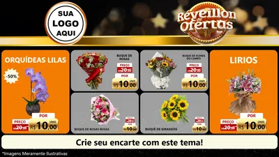 Modelo de TV para TV Horizontal com o tema Réveillon de Ofertas para Floricultura e jardim
