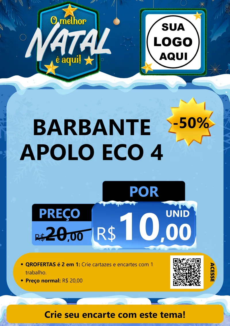 Modelo de Cartaz para Cartaz A4 Vertical com o tema O Melhor Natal É Aqui! para Armarinho e Aviamentos