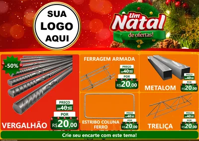 Modelo de Encarte para Encarte A4 Horizontal com o tema Um Natal de Ofertas para Ferragens