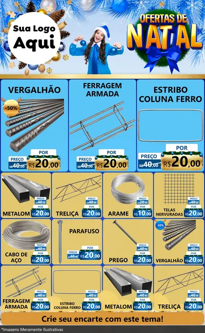 Modelo de Encarte para Encarte Grande com o tema Ofertas de Natal para Ferragens