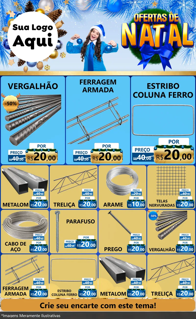 Modelo de Encarte para Encarte Grande com o tema Ofertas de Natal para Ferragens