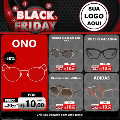 Modelo de Rede Social para Feed Facebook com o tema Black Friday para Óticas