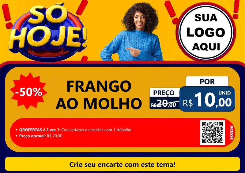 Modelo de Cartaz para Cartaz A4 Horizontal com o tema Só Hoje! para Restaurante