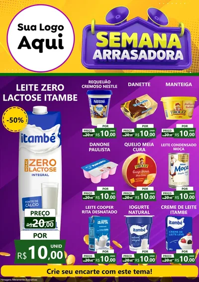 Modelo de Encarte para Encarte A4 Vertical com o tema Semana Arrasadora para Frios e Laticínios