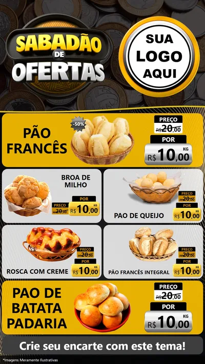 Modelo de TV para TV Vertical com o tema Sabadão de Ofertas para Padaria