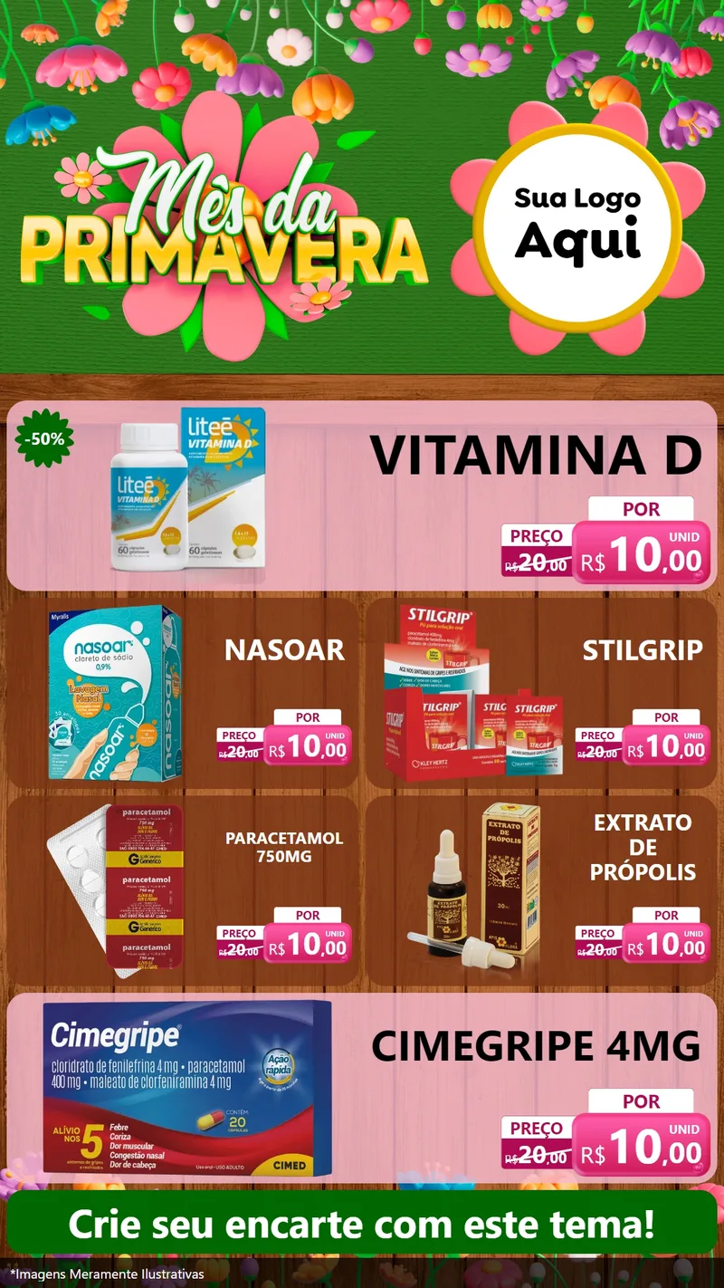 Modelo de TV para TV Vertical com o tema Mês da Primavera para Farmácia
