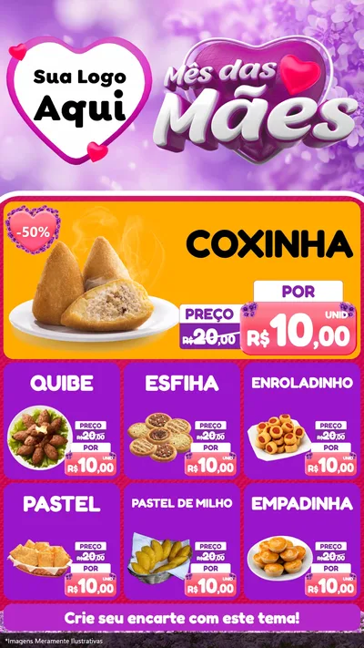 Modelo de Rede Social para Stories com o tema Mês das Mães para Salgadaria