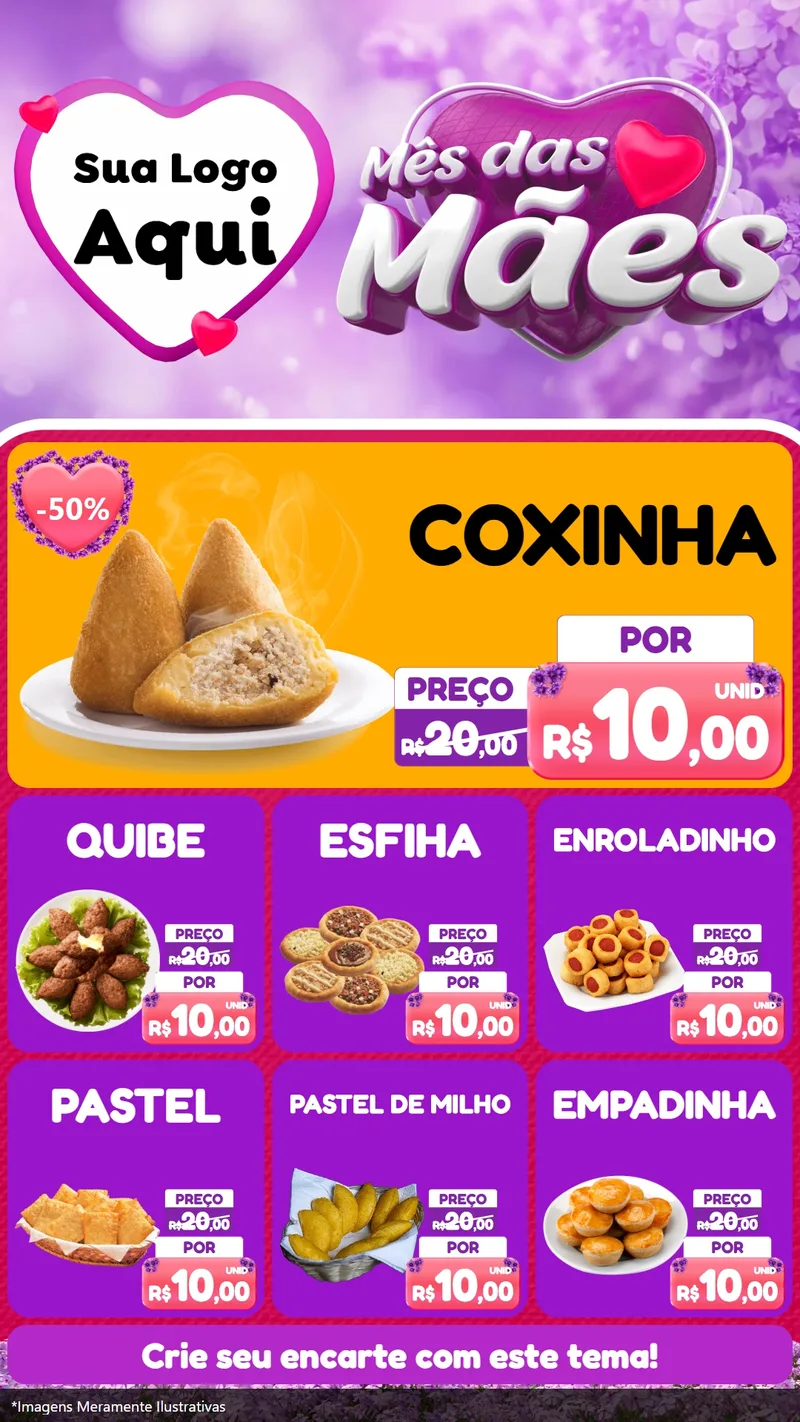 Modelo de Rede Social para Stories com o tema Mês das Mães para Salgadaria