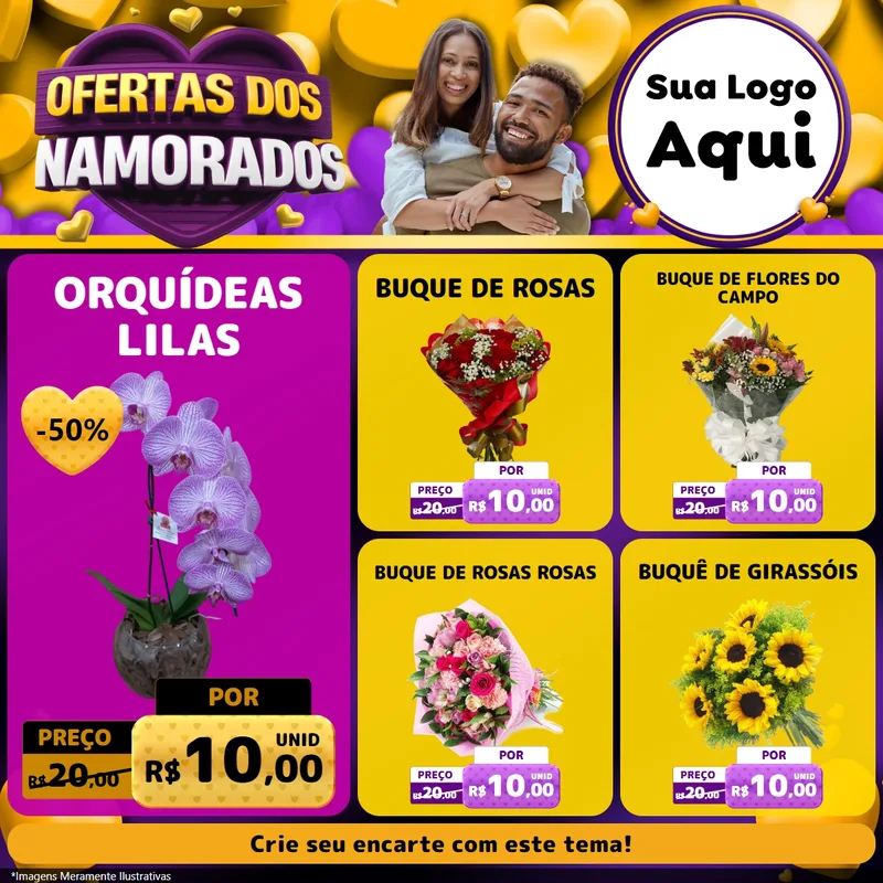 Modelo de Rede Social para Feed Facebook com o tema Oferta Dos Namorados para Floricultura e jardim