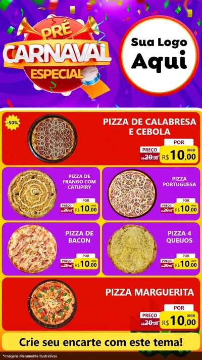 Modelo de TV para TV Vertical com o tema Pré-Carnaval Especial para Pizzaria