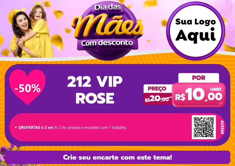 Modelo de Cartaz para Cartaz A4 Horizontal com o tema Dia das Mães com Desconto para Perfumes