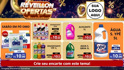 Modelo de TV para TV Horizontal com o tema Réveillon de Ofertas para Produtos de Limpeza